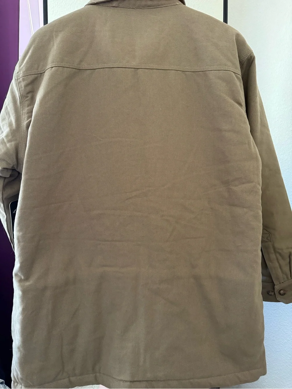 Canyon Guide Cotton Canvas Olive Sherpa Lined Shacket Size L